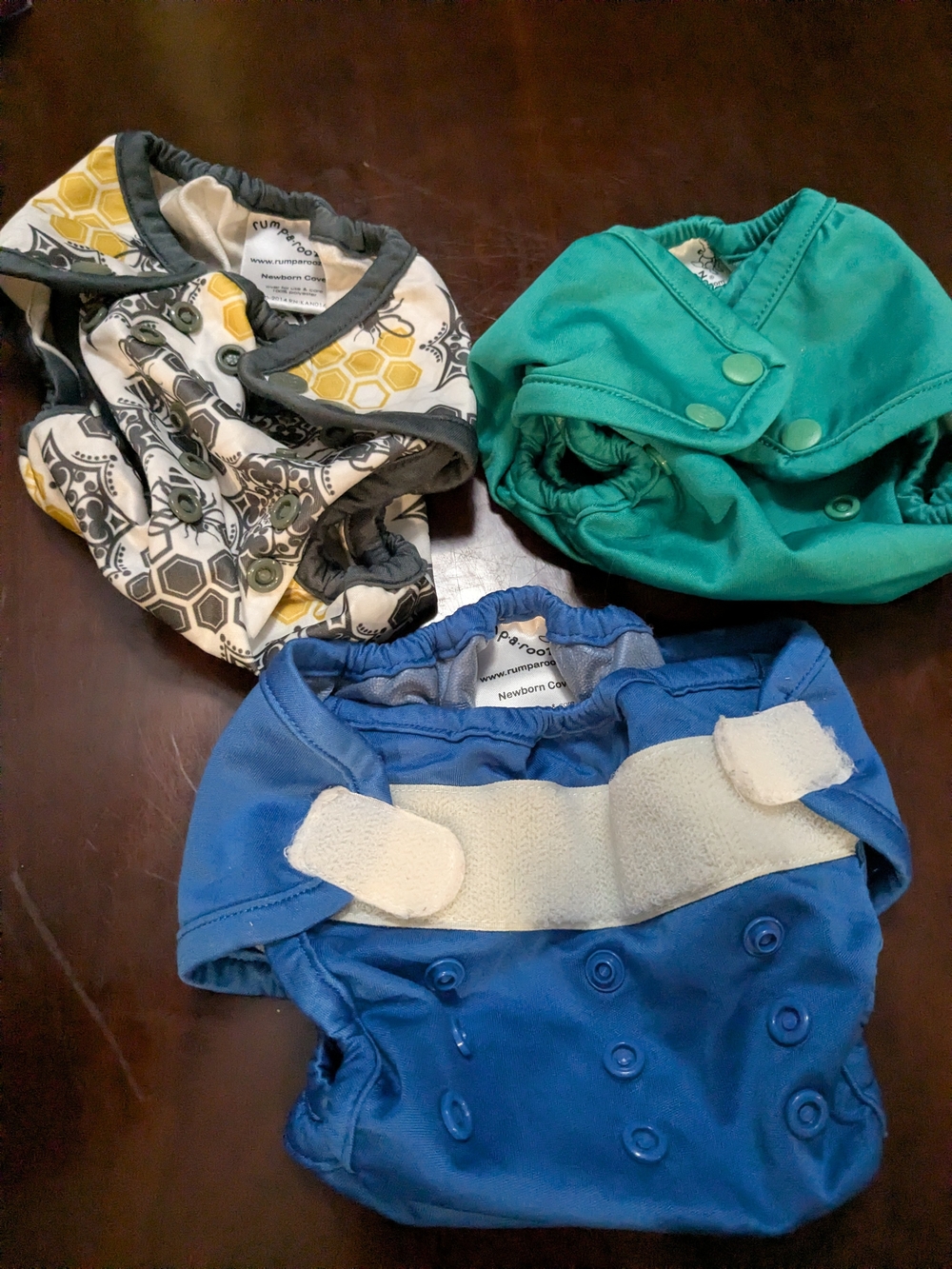 Three-Pack Kids Cloth Diaper Covers – Blue, Teal & Patterned